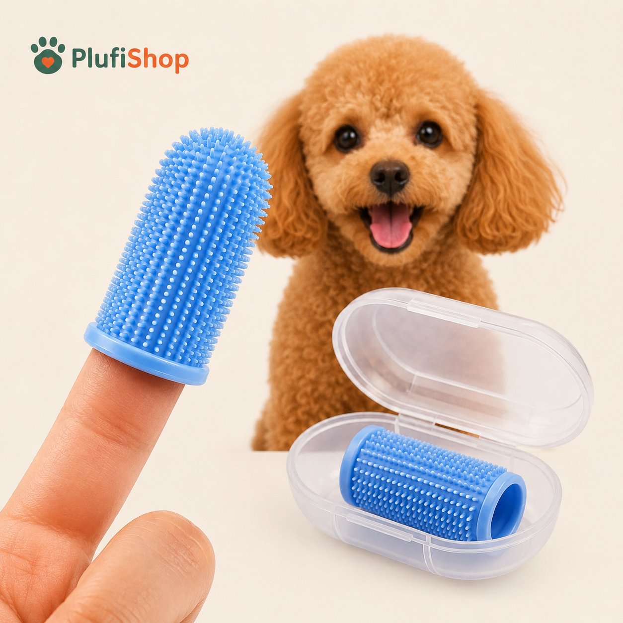 Cepillo De Dientes Para Mascotas Dedal Silicona Con Estuche